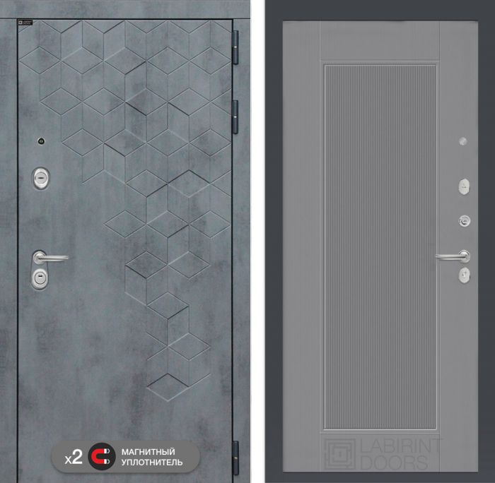 Входная дверь Лабиринт Бетон замок Mottura 30 - Серый рельеф софт