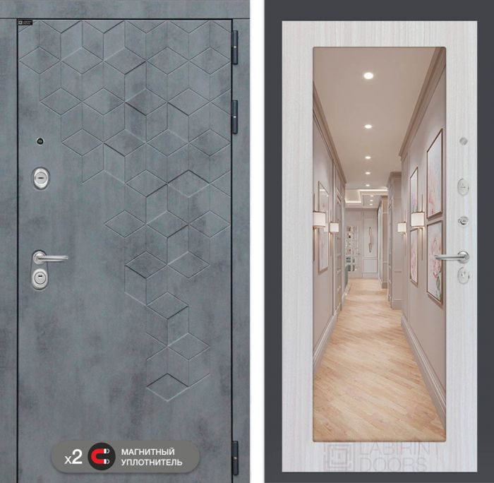 Входная дверь Лабиринт Бетон 18 - Сандал белый