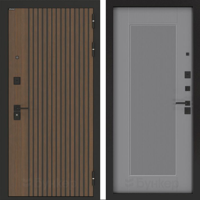 Входная дверь Бункер BN-02 - АМСТРОД Серый софт рельеф