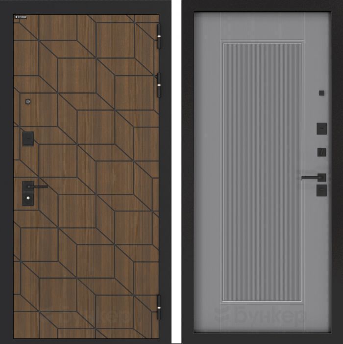 Входная дверь Бункер BN-03 - АМСТРОД Серый софт рельеф