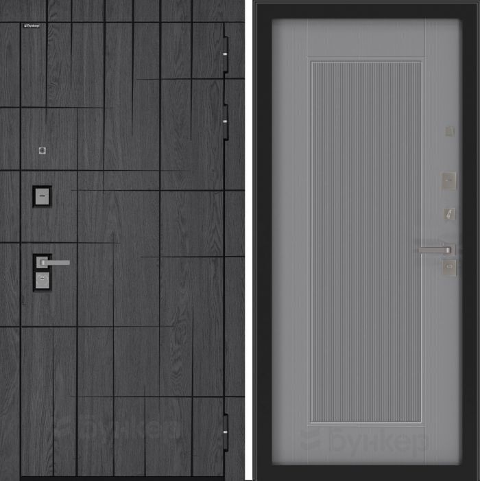 Входная дверь Бункер BN 09 - АМСТРОД Серый софт рельеф