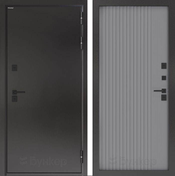Входная дверь Бункер BN 10  Тепло плюс - ХОМС Серый софт рельеф