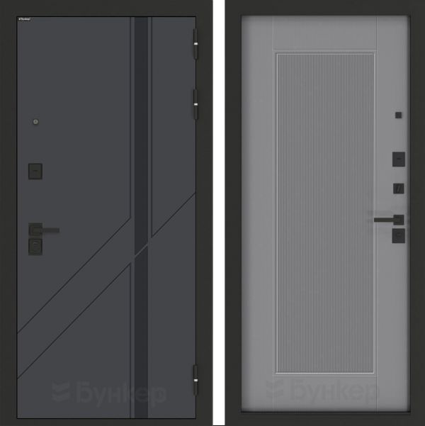 Входная дверь Бункер BN-12 АМСТРОД Серый софт рельеф