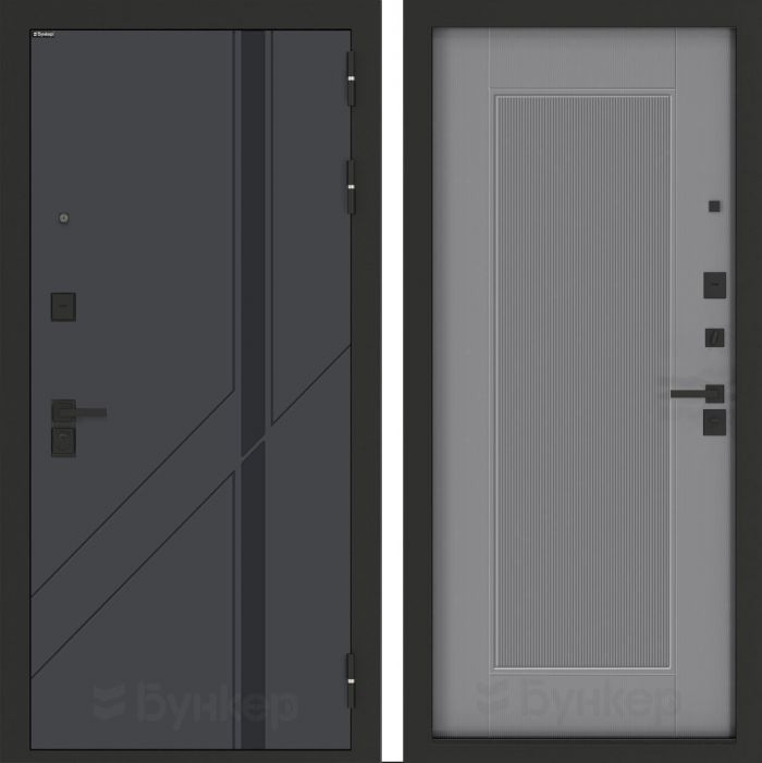 Входная дверь Бункер BN-12 АМСТРОД Серый софт рельеф