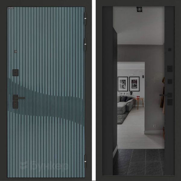 Входная дверь Бункер BN-13 с зеркалом (тонировка) ФЛЗ-1 Черный кварц