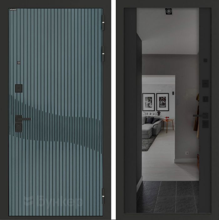 Входная дверь Бункер BN-13 с зеркалом (тонировка) ФЛЗ-1 Черный кварц