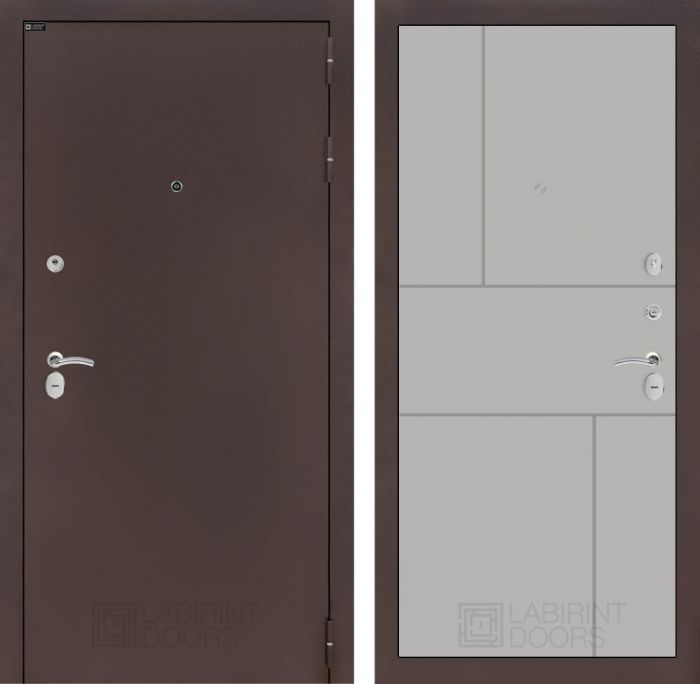 Входная дверь Лабиринт CLASSIC антик медный 21 - Грей софт