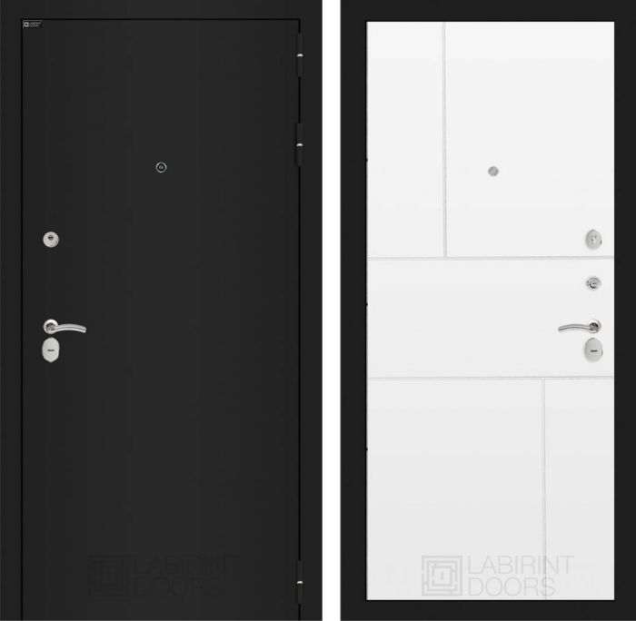 Входная дверь Лабиринт CLASSIC шагрень черная 21 - Белый софт