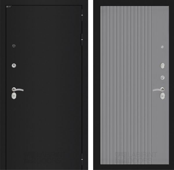 Входная дверь Лабиринт CLASSIC шагрень черная 29 - Серый рельеф софт