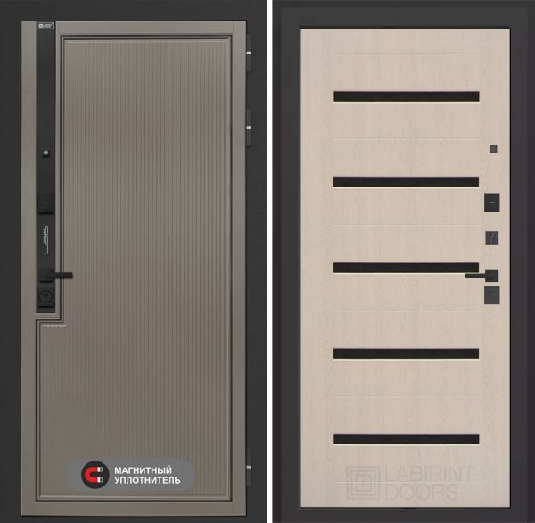 Входная дверь Лабиринт Лаб 1 Про 01 – Беленый дуб, стекло черное
