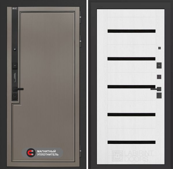 Входная дверь Лабиринт Лаб 1 Про 01 – Белое дерево, стекло черное