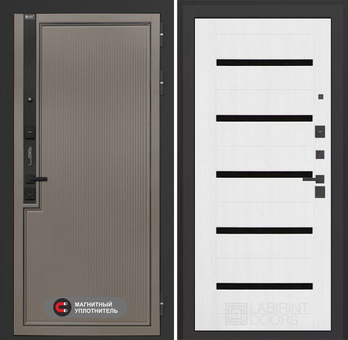 Входная дверь Лабиринт Лаб 1 Про 01 – Белое дерево, стекло черное