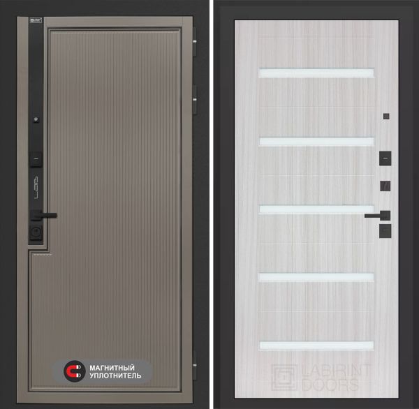 Входная дверь Лабиринт Лаб 1 Про 01 - Сандал белый, стекло белое