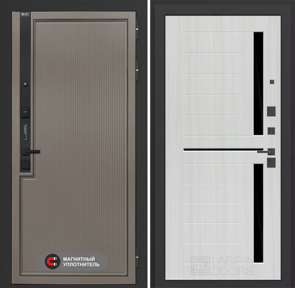 Входная дверь Лабиринт Лаб 1 Про 02 – Сандал белый, стекло черное