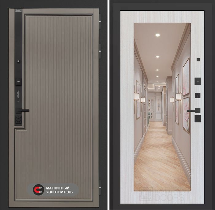 Входная дверь Лабиринт Лаб 1 Про с зеркалом 18 – Сандал белый