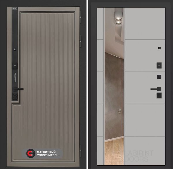 Входная дверь Лабиринт Лаб 1 Про с зеркалом 19 – Грей софт