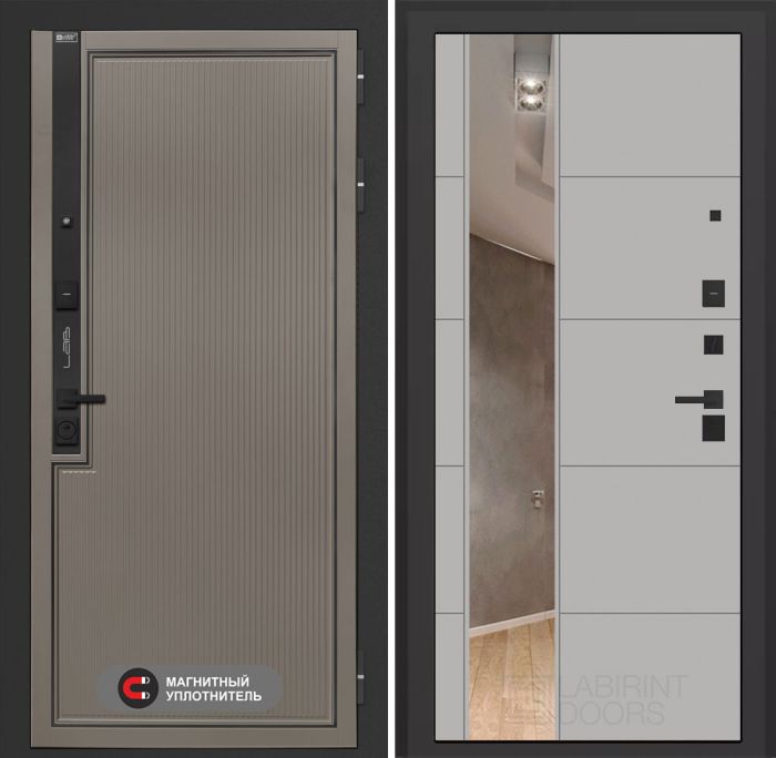 Входная дверь Лабиринт Лаб 1 Про с зеркалом 19 – Грей софт