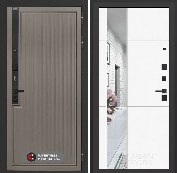 Входная дверь Лабиринт Лаб 1 Про с зеркалом 19 – Белый софт