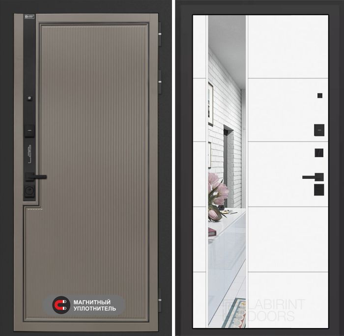 Входная дверь Лабиринт Лаб 1 Про с зеркалом 19 – Белый софт