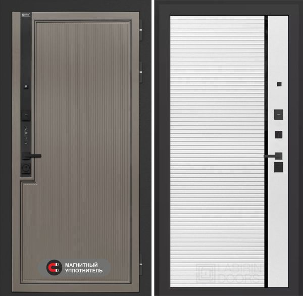 Входная дверь Лабиринт Лаб 1 Про 22 – Белый софт с молдингом