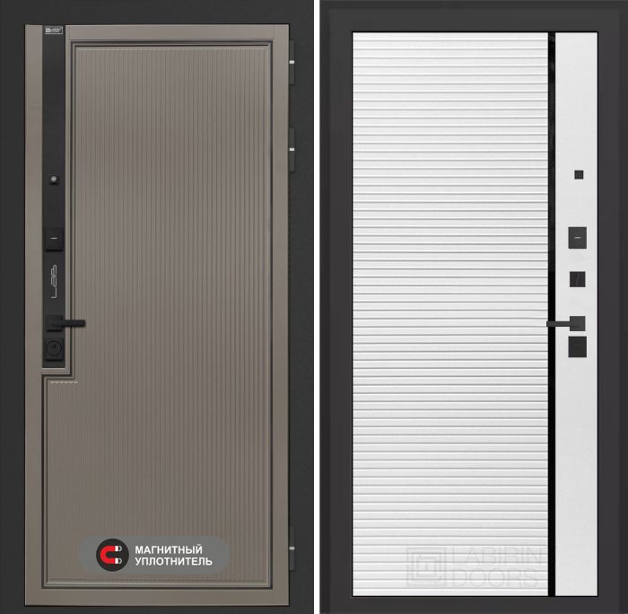 Входная дверь Лабиринт Лаб 1 Про 22 – Белый софт с молдингом