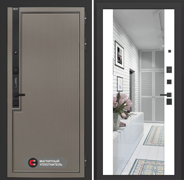 Входная дверь Лабиринт Лаб 1 Про с зеркалом с зеркалом Максимум – Белый софт