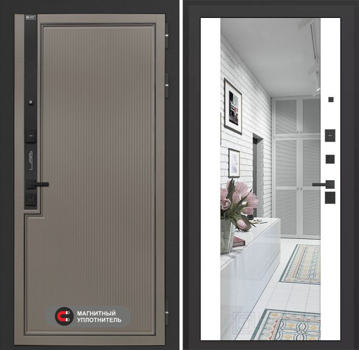 Входная дверь Лабиринт Лаб 1 Про с зеркалом с зеркалом Максимум – Белый софт