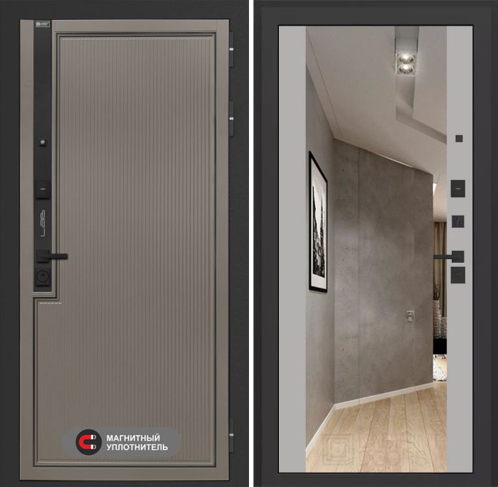 Входная дверь Лабиринт Лаб 1 Про с зеркалом Максимум – Грей софт