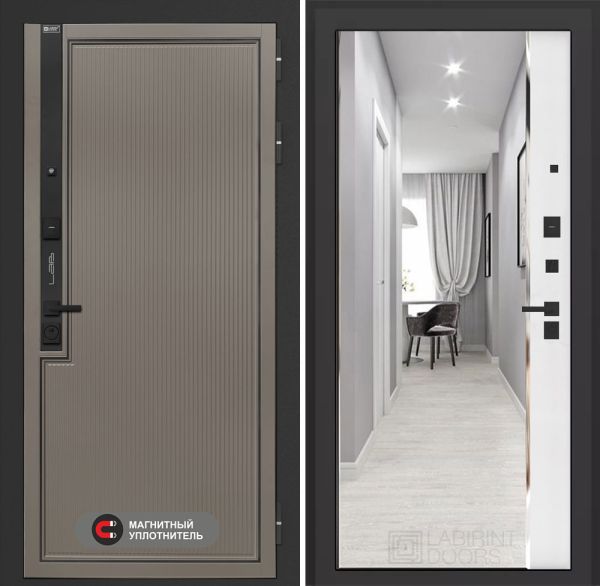 Входная дверь Лабиринт Лаб 1 Про с зеркалом Панорама – Белый софт