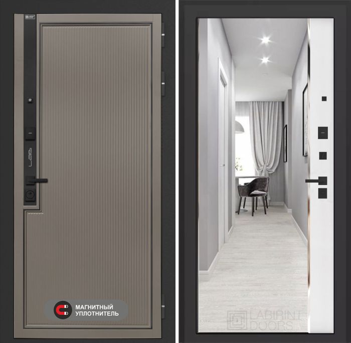 Входная дверь Лабиринт Лаб 1 Про с зеркалом Панорама – Белый софт