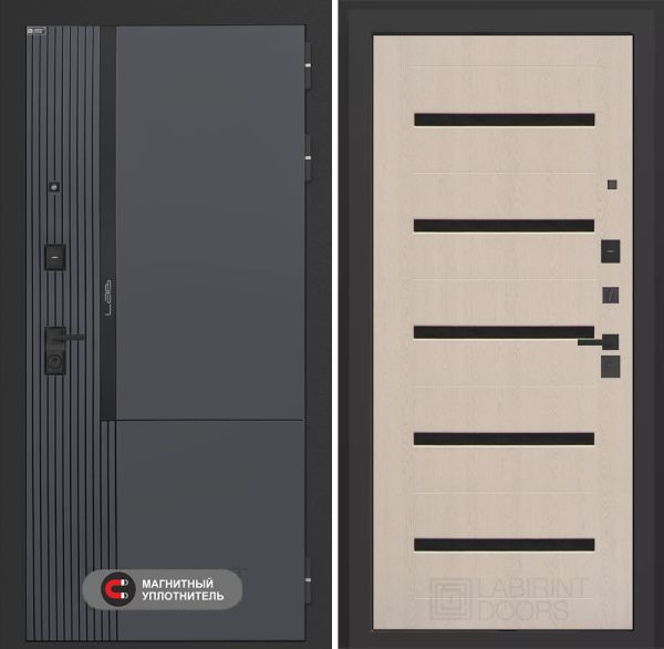 Входная дверь Лабиринт Лаб 2 Про 01 – Беленый дуб, стекло черное
