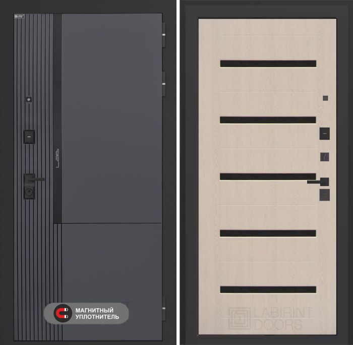 Входная дверь Лабиринт Лаб 2 Про 01 – Беленый дуб, стекло черное