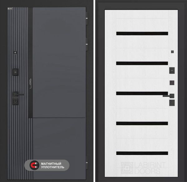 Входная дверь Лабиринт Лаб 2 Про 01 – Белое дерево, стекло черное