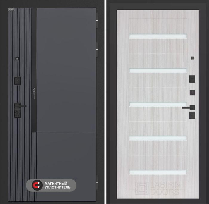 Входная дверь Лабиринт Лаб 2 Про 01 - Сандал белый, стекло белое