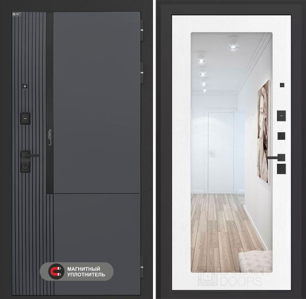 Входная дверь Лабиринт Лаб 2 Про с зеркалом 18 – Белое дерево