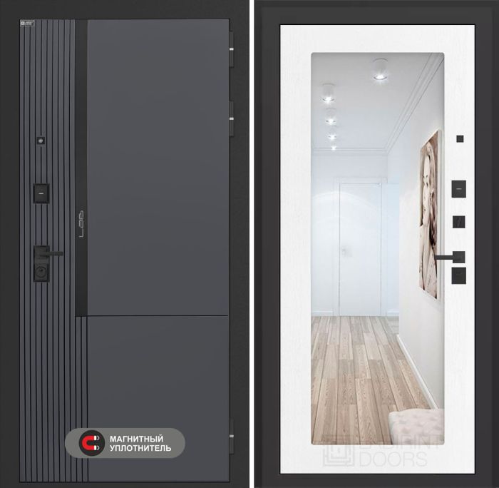 Входная дверь Лабиринт Лаб 2 Про с зеркалом 18 – Белое дерево