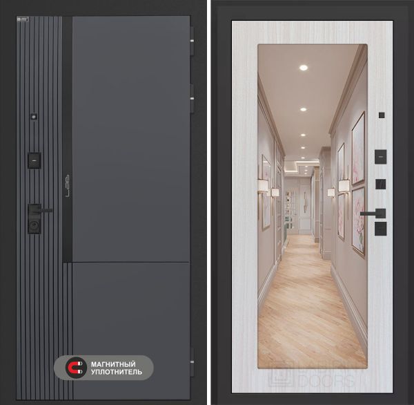 Входная дверь Лабиринт Лаб 2 Про с зеркалом 18 – Сандал белый