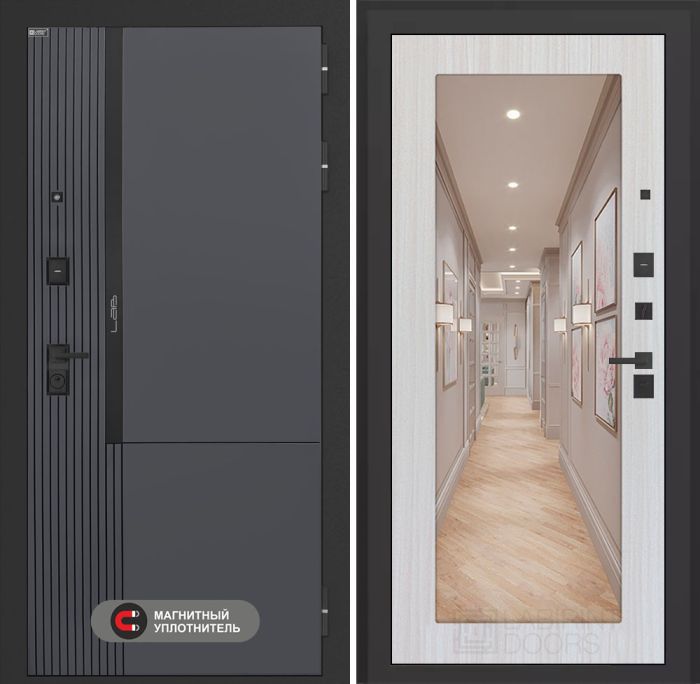 Входная дверь Лабиринт Лаб 2 Про с зеркалом 18 – Сандал белый