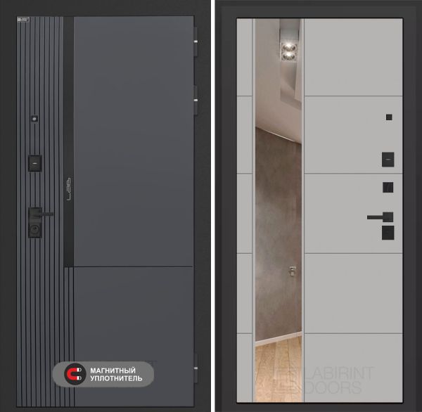 Входная дверь Лабиринт Лаб 2 Про с зеркалом 19 – Грей софт