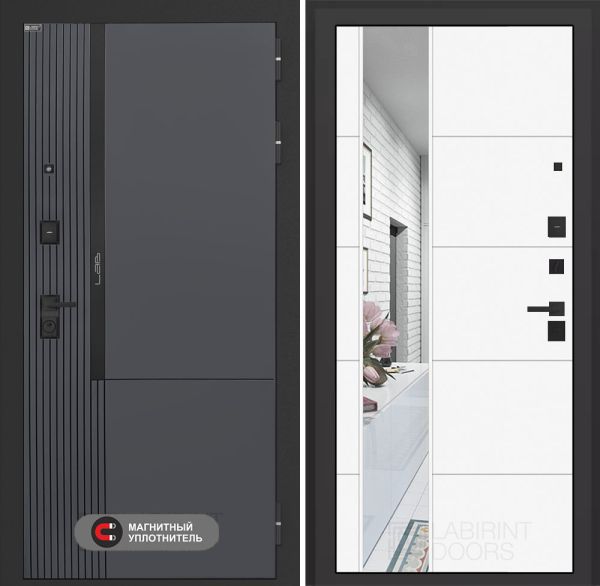 Входная дверь Лабиринт Лаб 2 Про с зеркалом 19 – Белый софт