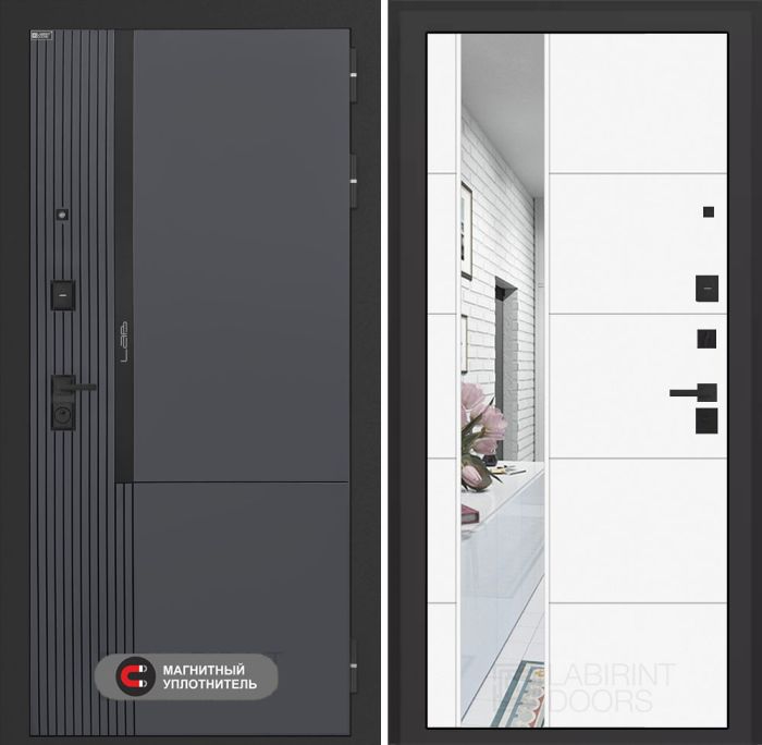 Входная дверь Лабиринт Лаб 2 Про с зеркалом 19 – Белый софт