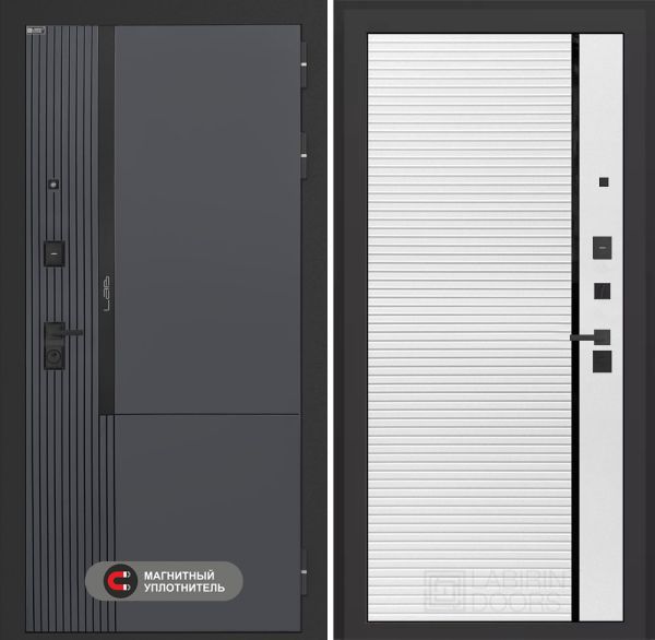 Входная дверь Лабиринт Лаб 2 Про 22 – Белый софт с молдингом