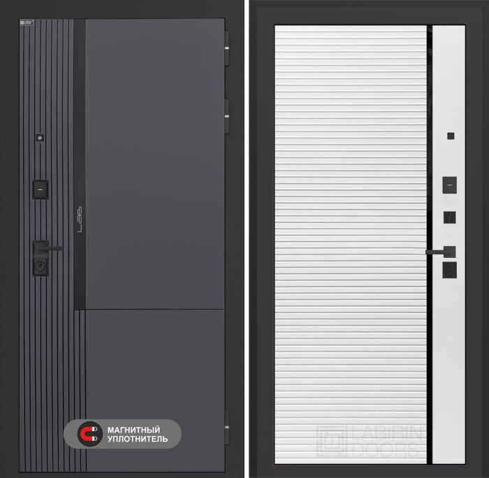 Входная дверь Лабиринт Лаб 2 Про 22 – Белый софт с молдингом