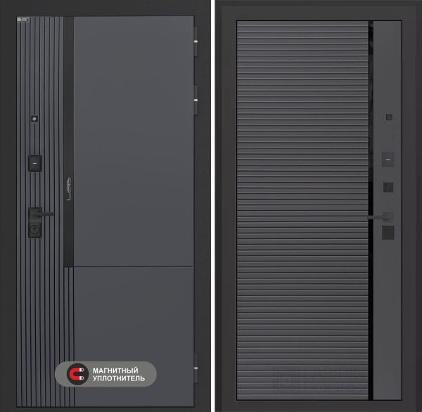 Входная дверь Лабиринт Лаб 2 Про 22 – Графит софт с молдингом