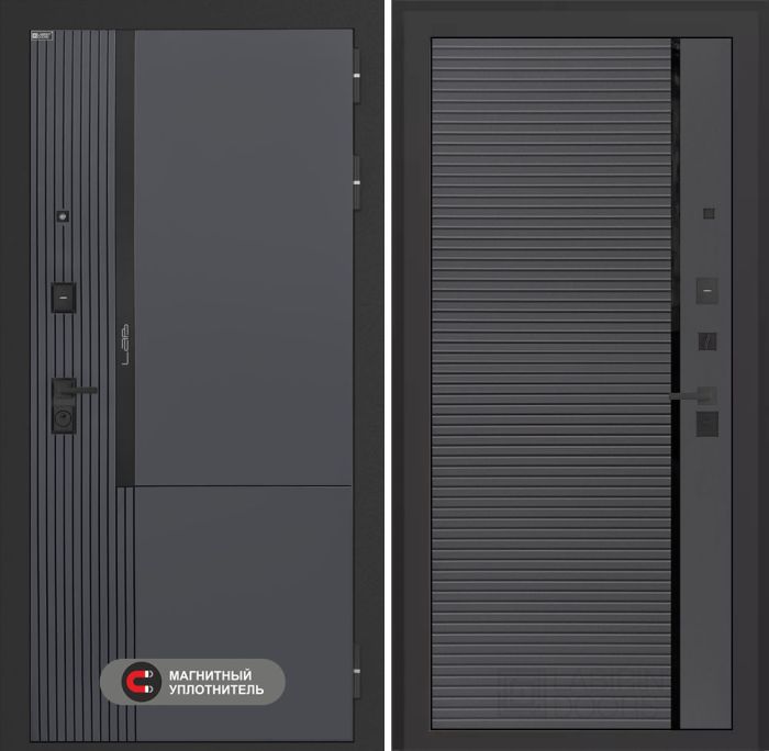 Входная дверь Лабиринт Лаб 2 Про 22 – Графит софт с молдингом