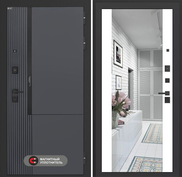 Входная дверь Лабиринт Лаб 2 Про с зеркалом Максимум – Белый софт