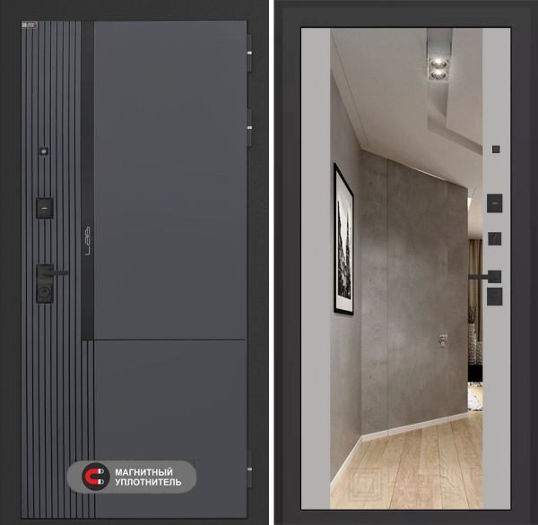 Входная дверь Лабиринт Лаб 2 Про с зеркалом Максимум – Грей софт
