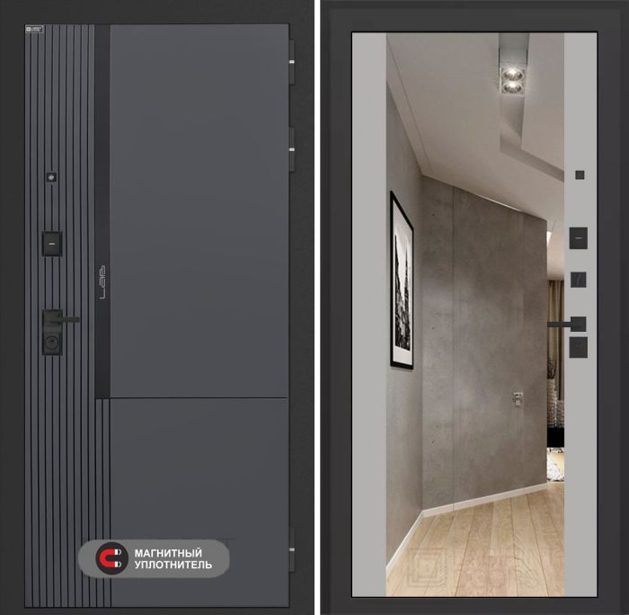 Входная дверь Лабиринт Лаб 2 Про с зеркалом Максимум – Грей софт