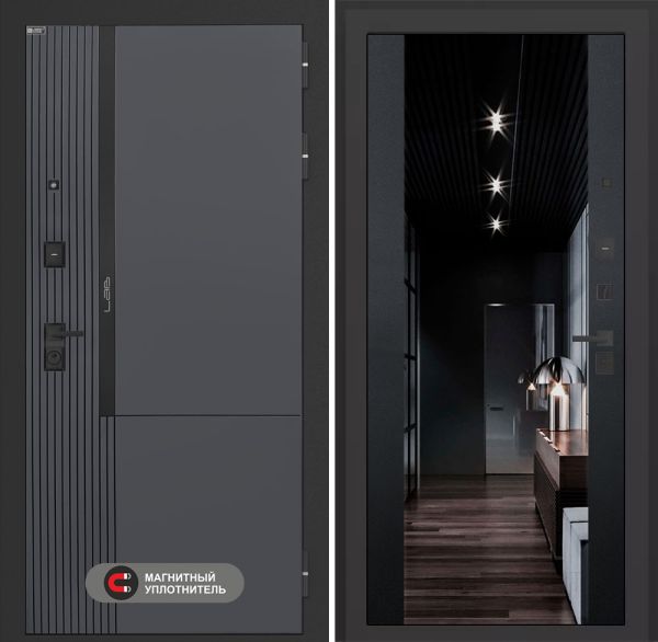 Входная дверь Лабиринт Лаб 2 Про с зеркалом (тонированное) Максимум – Черный кварц