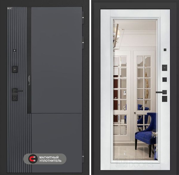 Входная дверь Лабиринт Лаб 2 Про с Зеркалом Фацет - Белый софт